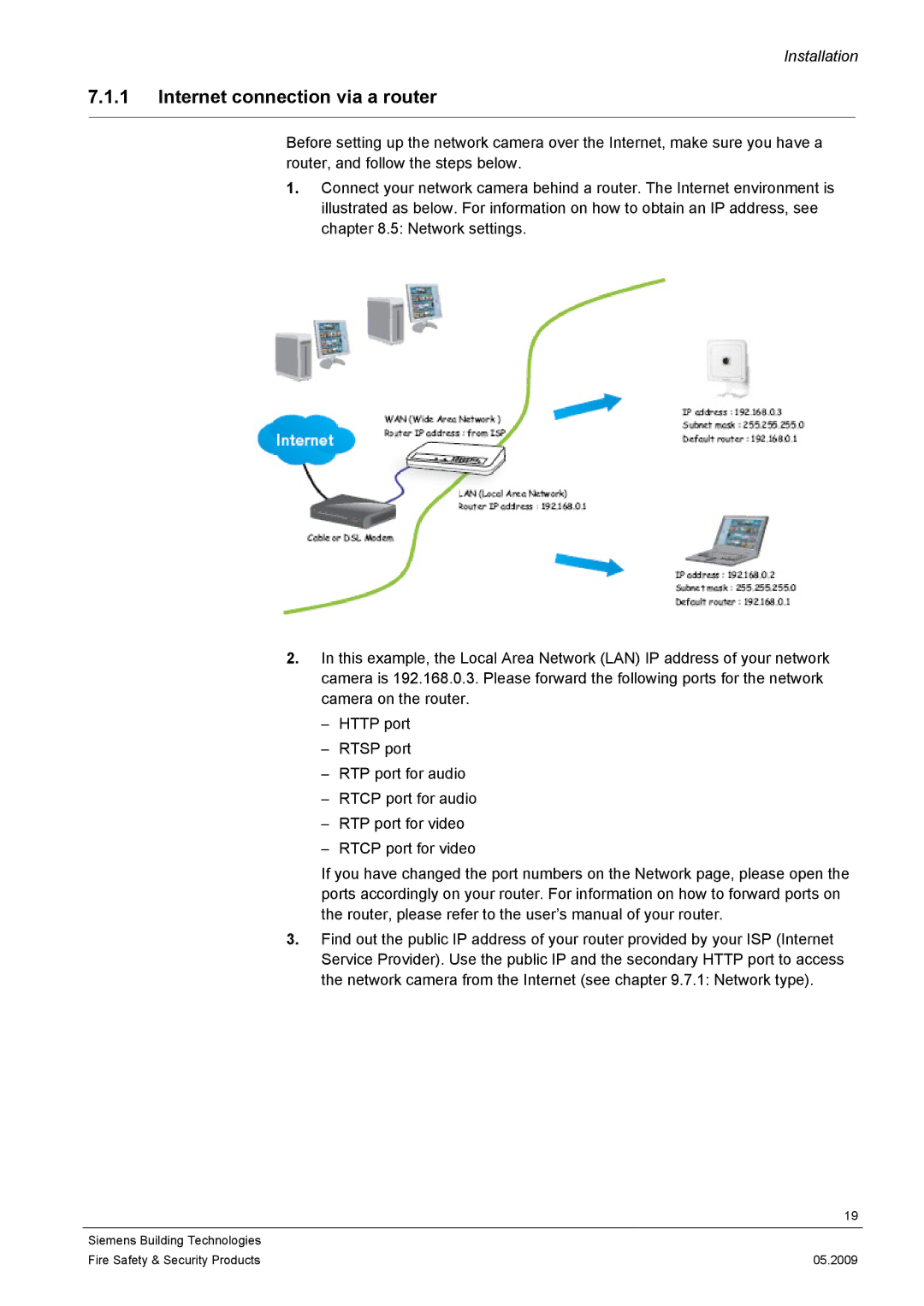 Siemens CCIC1410 configurationmanual Internet connection via a router 