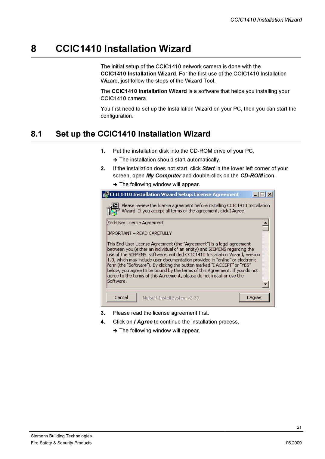 Siemens configurationmanual Set up the CCIC1410 Installation Wizard 