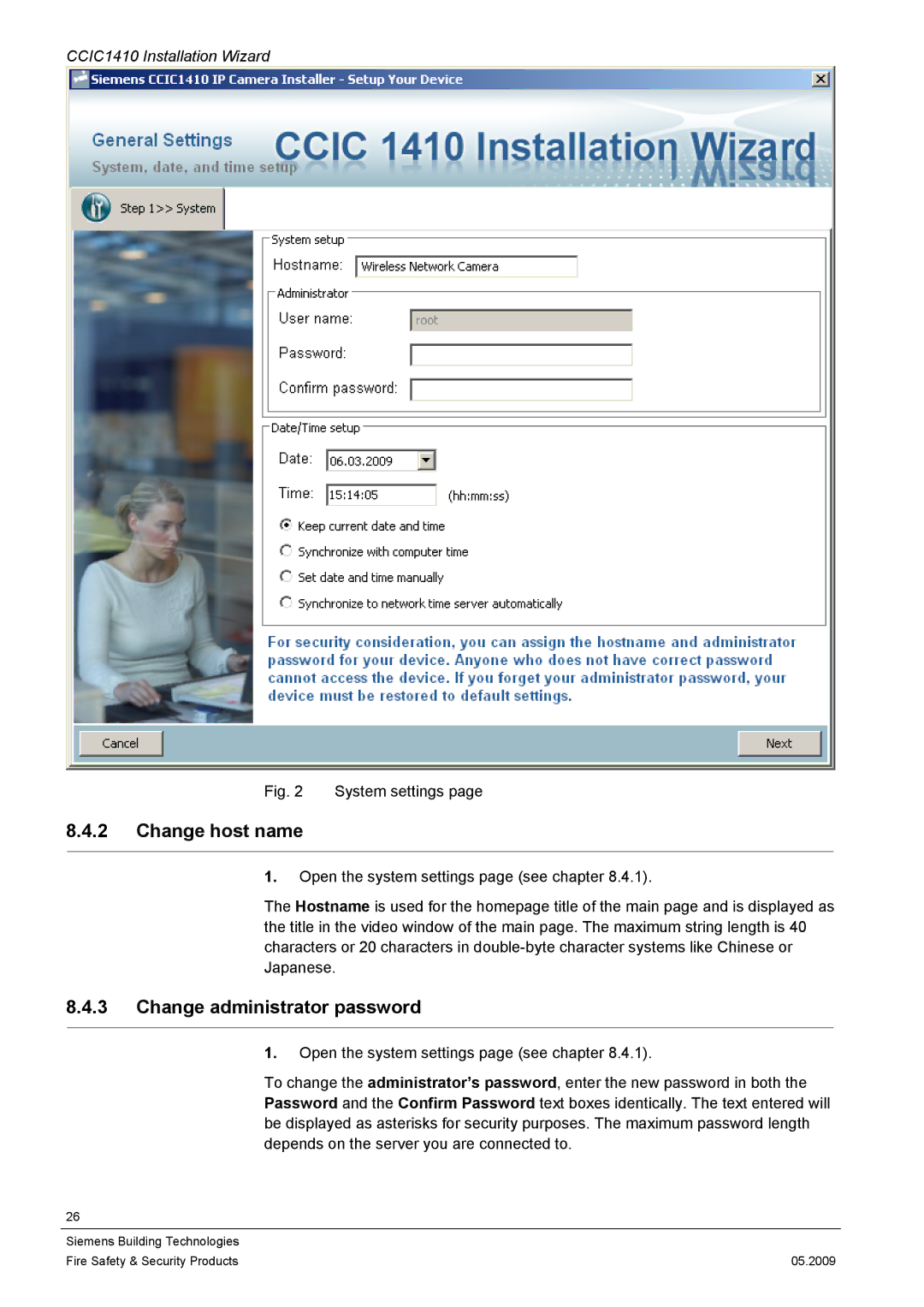 Siemens CCIC1410 configurationmanual Change host name, Change administrator password 