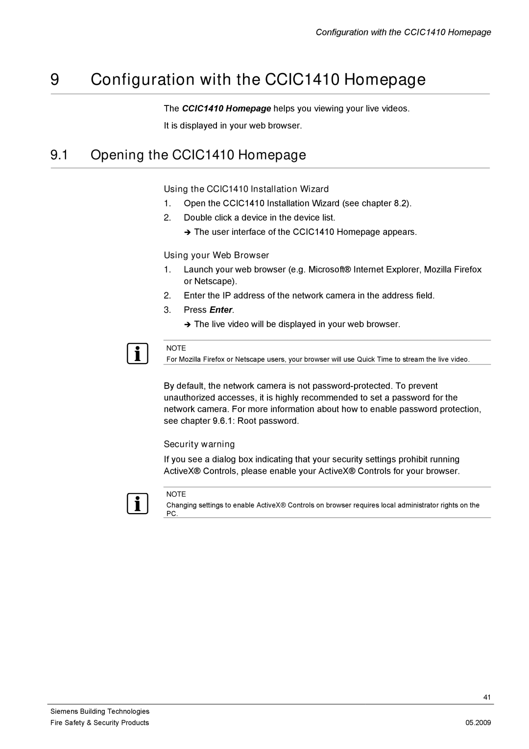 Siemens Configuration with the CCIC1410 Homepage, Opening the CCIC1410 Homepage, Using the CCIC1410 Installation Wizard 