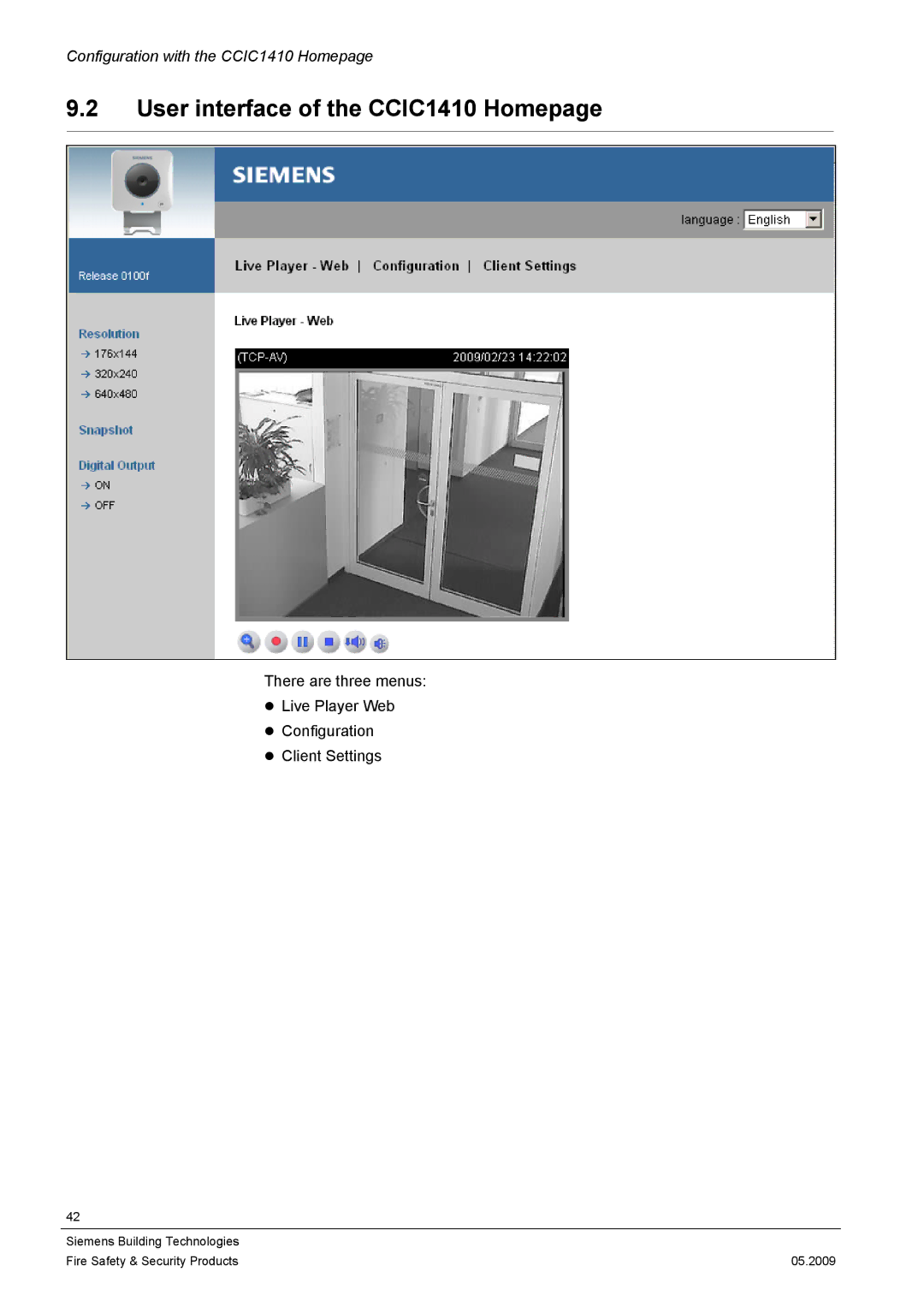 Siemens configurationmanual User interface of the CCIC1410 Homepage 