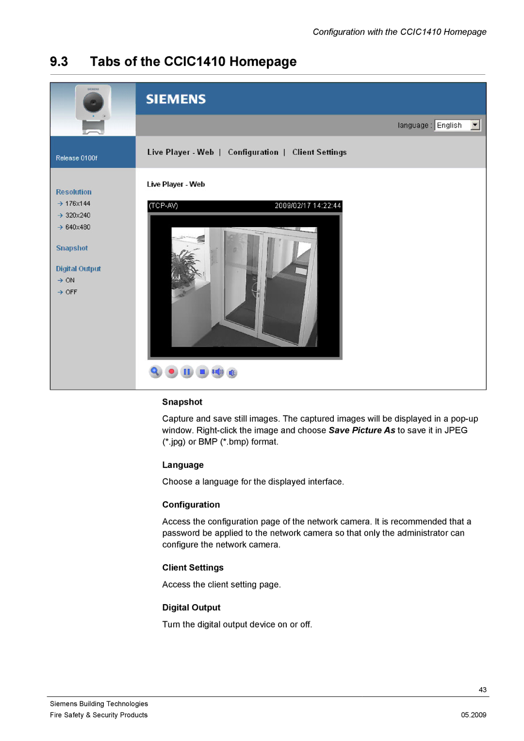 Siemens configurationmanual Tabs of the CCIC1410 Homepage 