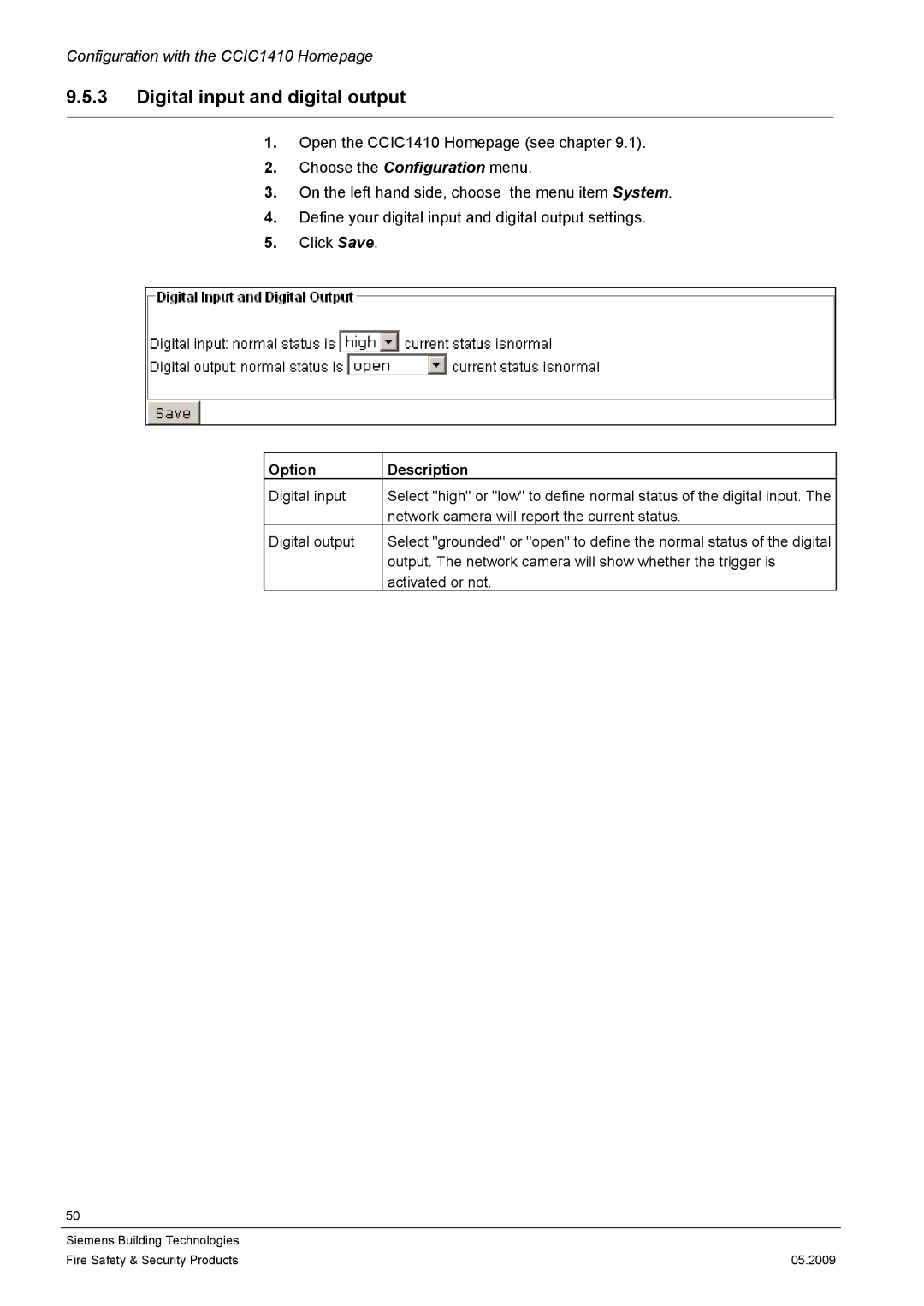 Siemens CCIC1410 configurationmanual Digital input and digital output 