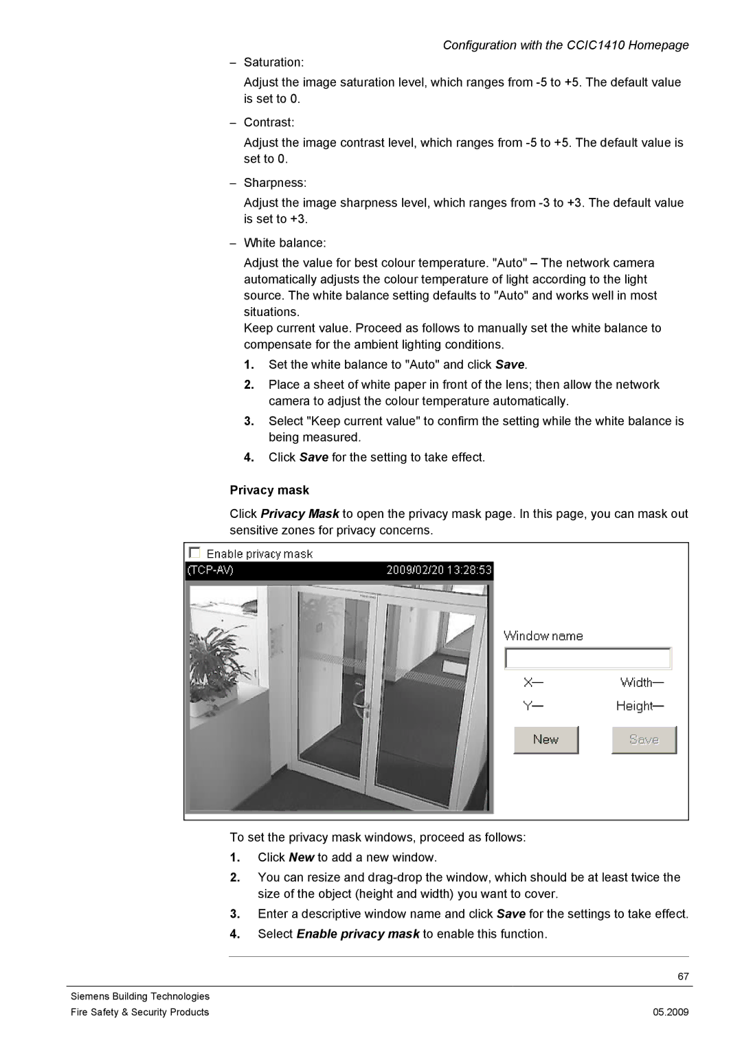 Siemens CCIC1410 configurationmanual Privacy mask 