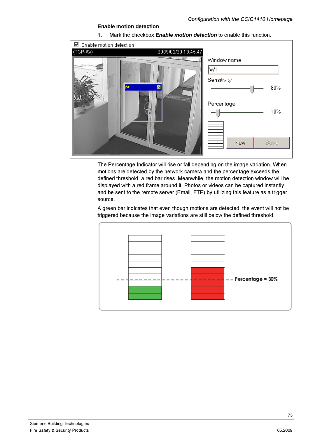 Siemens CCIC1410 configurationmanual Enable motion detection 