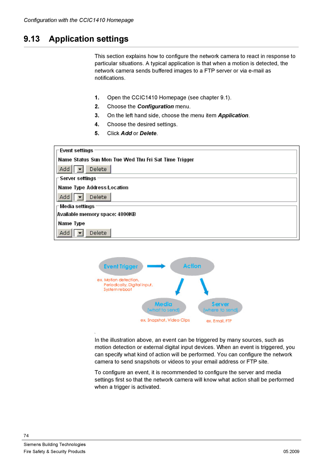 Siemens CCIC1410 configurationmanual Application settings 