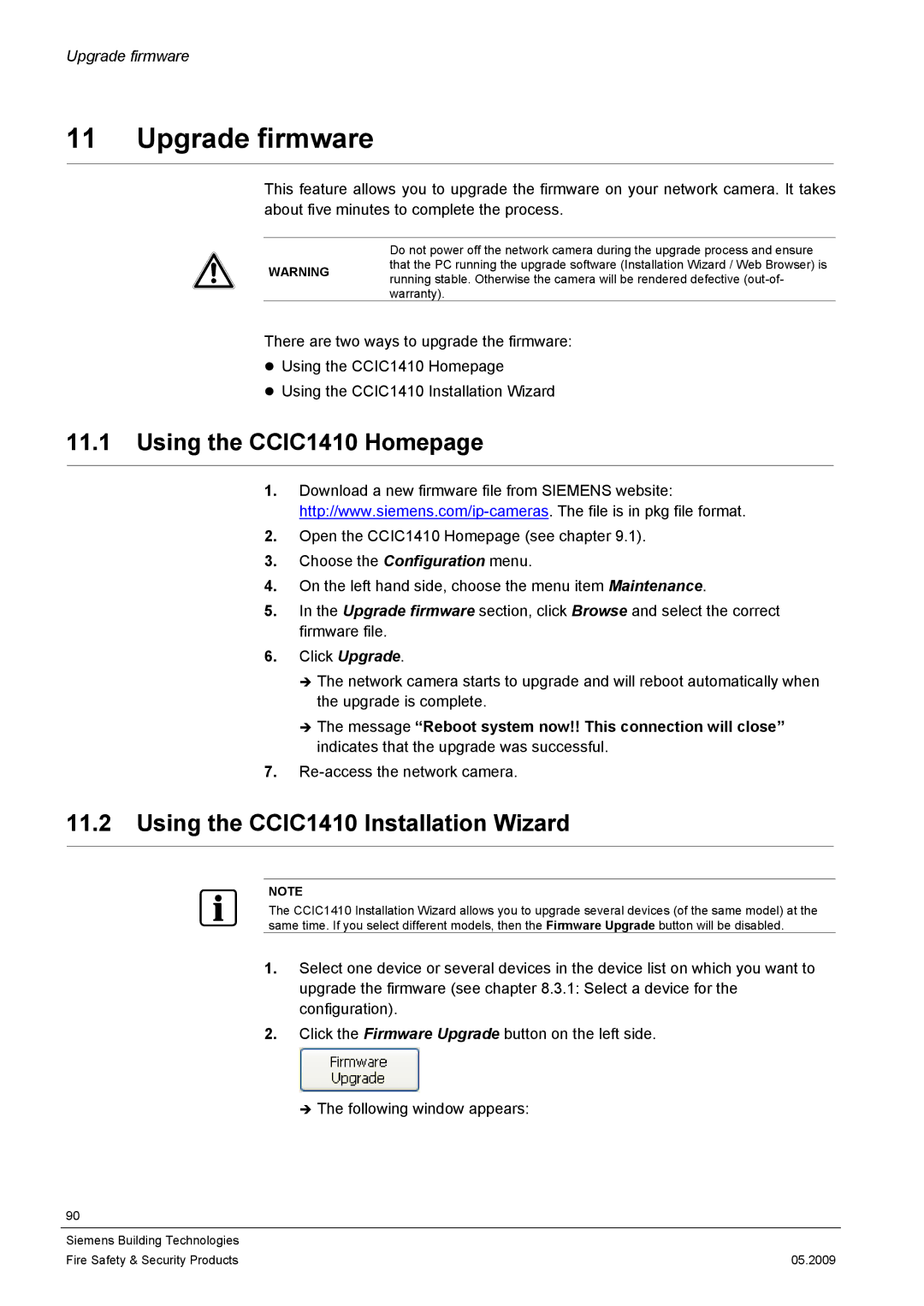 Siemens configurationmanual Upgrade firmware, Using the CCIC1410 Homepage, Using the CCIC1410 Installation Wizard 