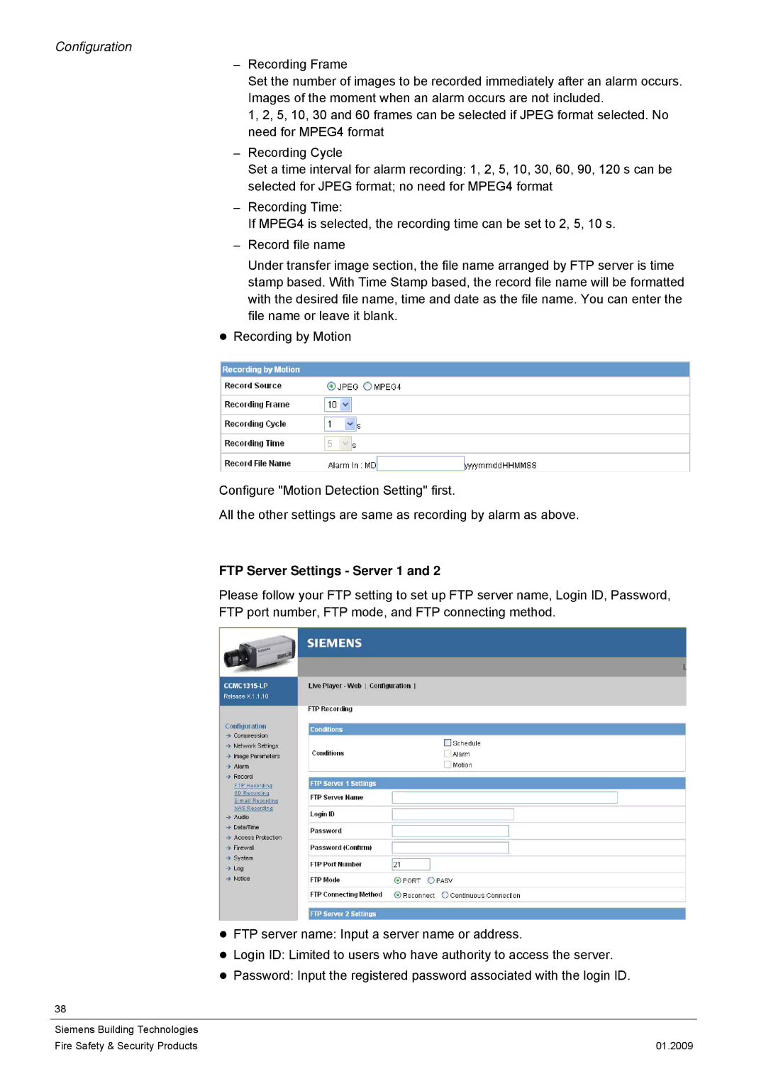 Siemens CCMX1315-LP configurationmanual FTP Server Settings Server 1 