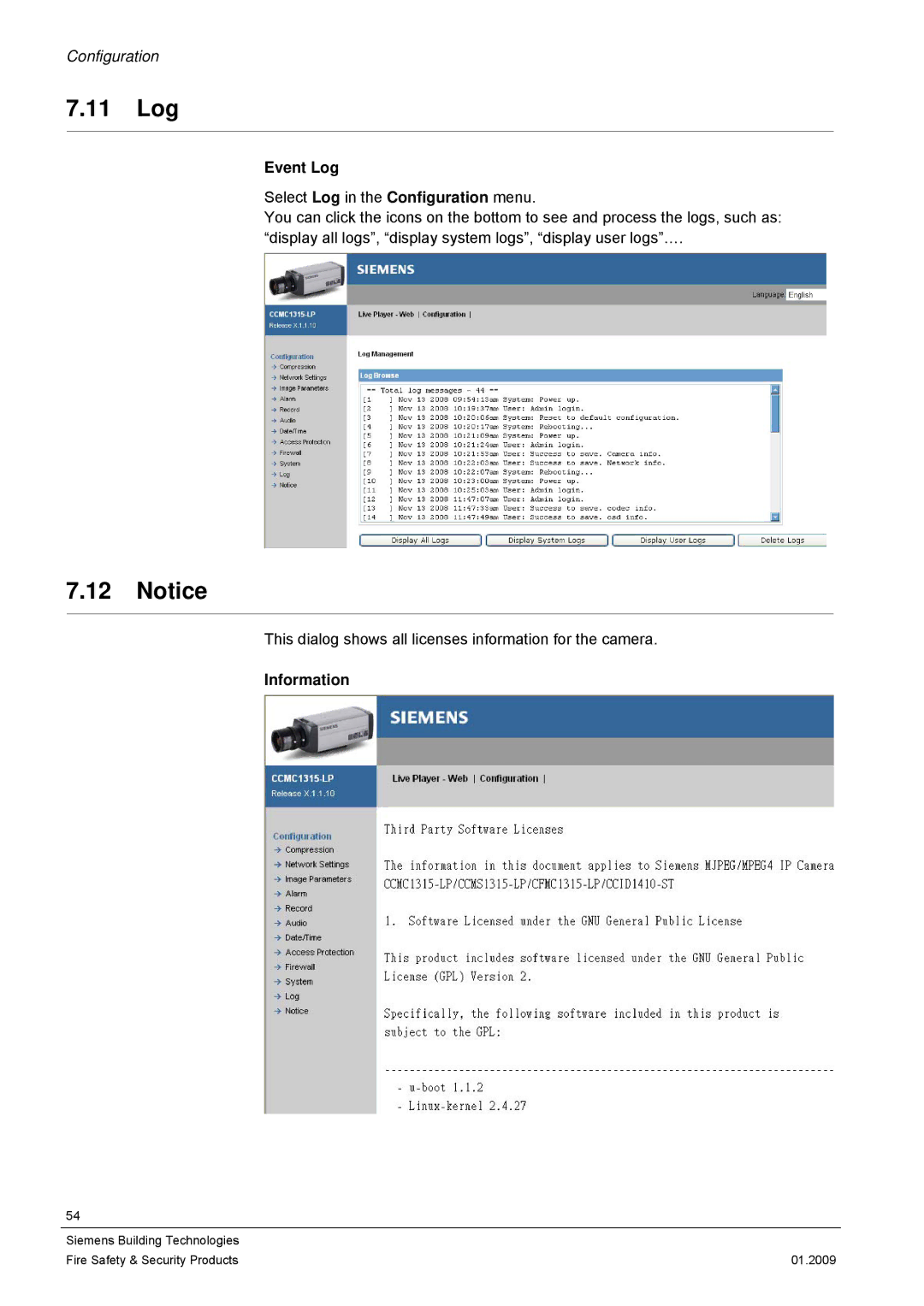 Siemens CCMX1315-LP configurationmanual 11 Log, Event Log, Information 