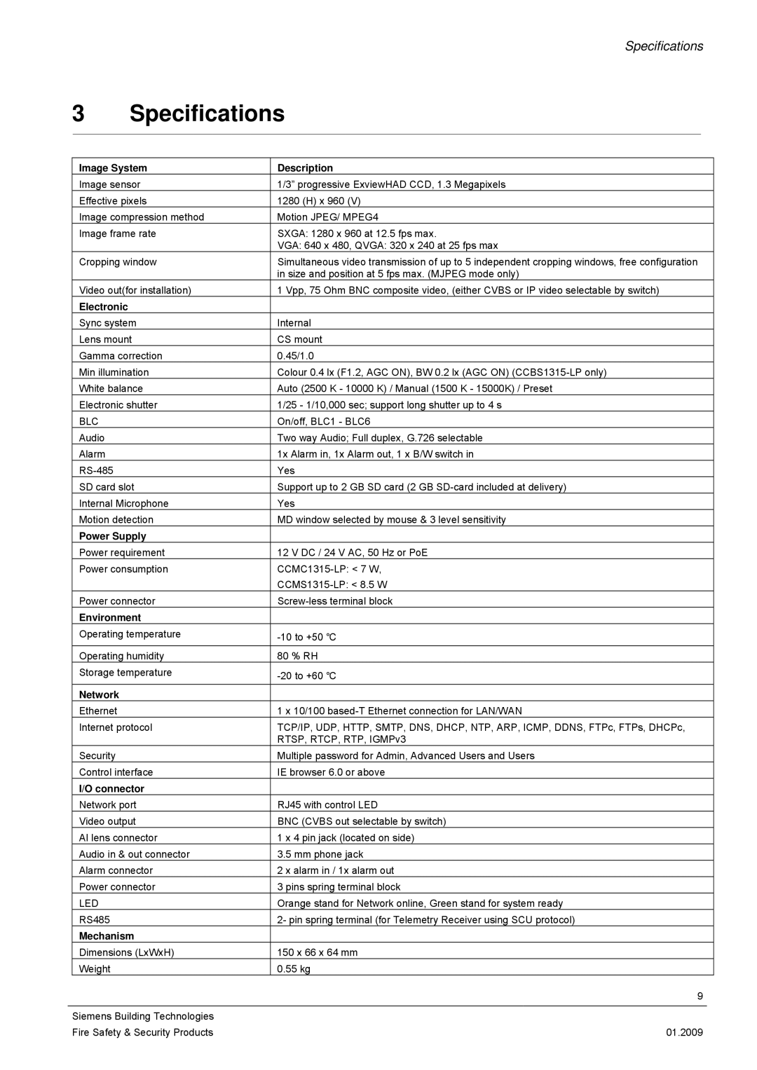 Siemens CCMX1315-LP configurationmanual Specifications, Image System Description 