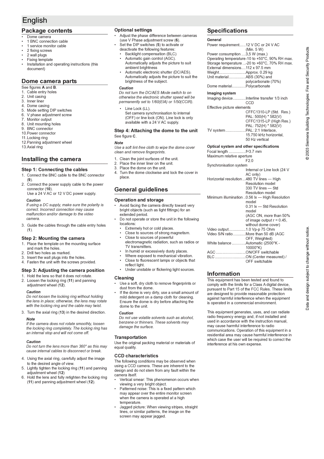 Siemens CFFC1310-LP instruction manual English 