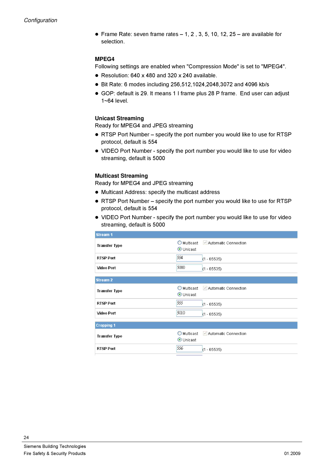 Siemens CFMC1315-LP configurationmanual Unicast Streaming, Multicast Streaming 