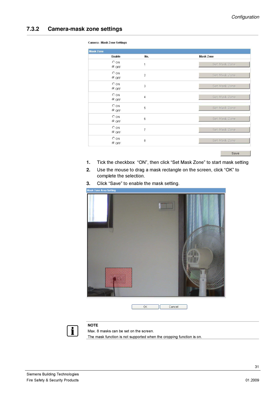Siemens CFMC1315-LP configurationmanual Camera-mask zone settings 