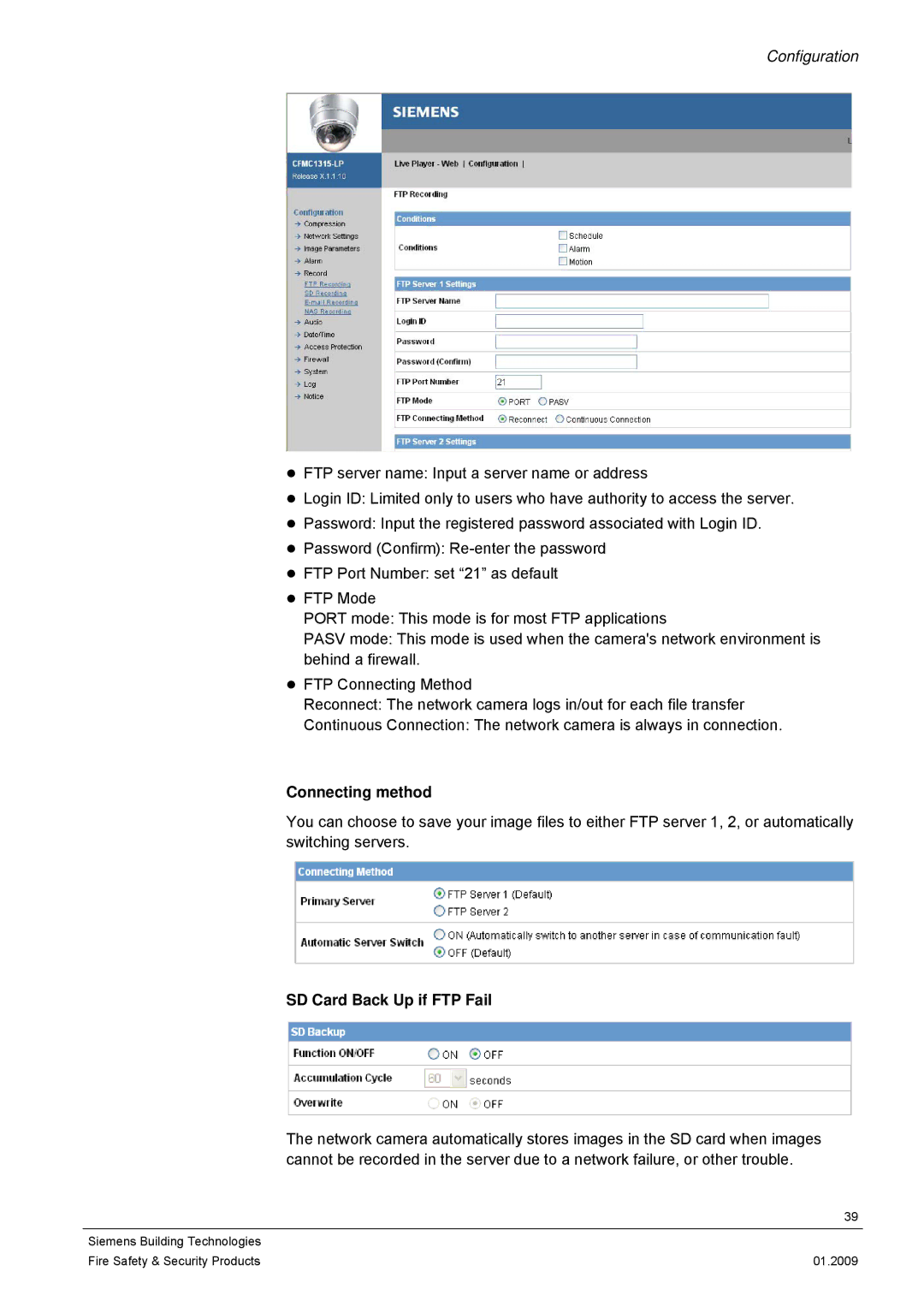 Siemens CFMC1315-LP configurationmanual Connecting method, SD Card Back Up if FTP Fail 