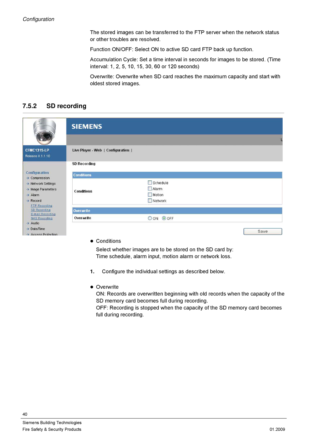 Siemens CFMC1315-LP configurationmanual SD recording 