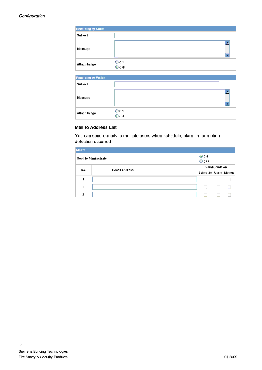 Siemens CFMC1315-LP configurationmanual Mail to Address List 