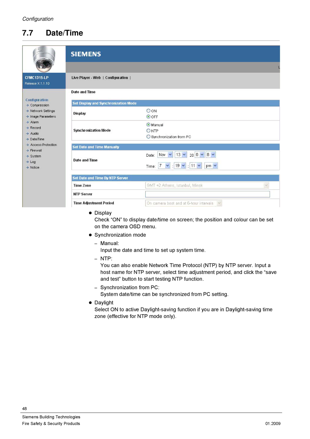 Siemens CFMC1315-LP configurationmanual Date/Time 