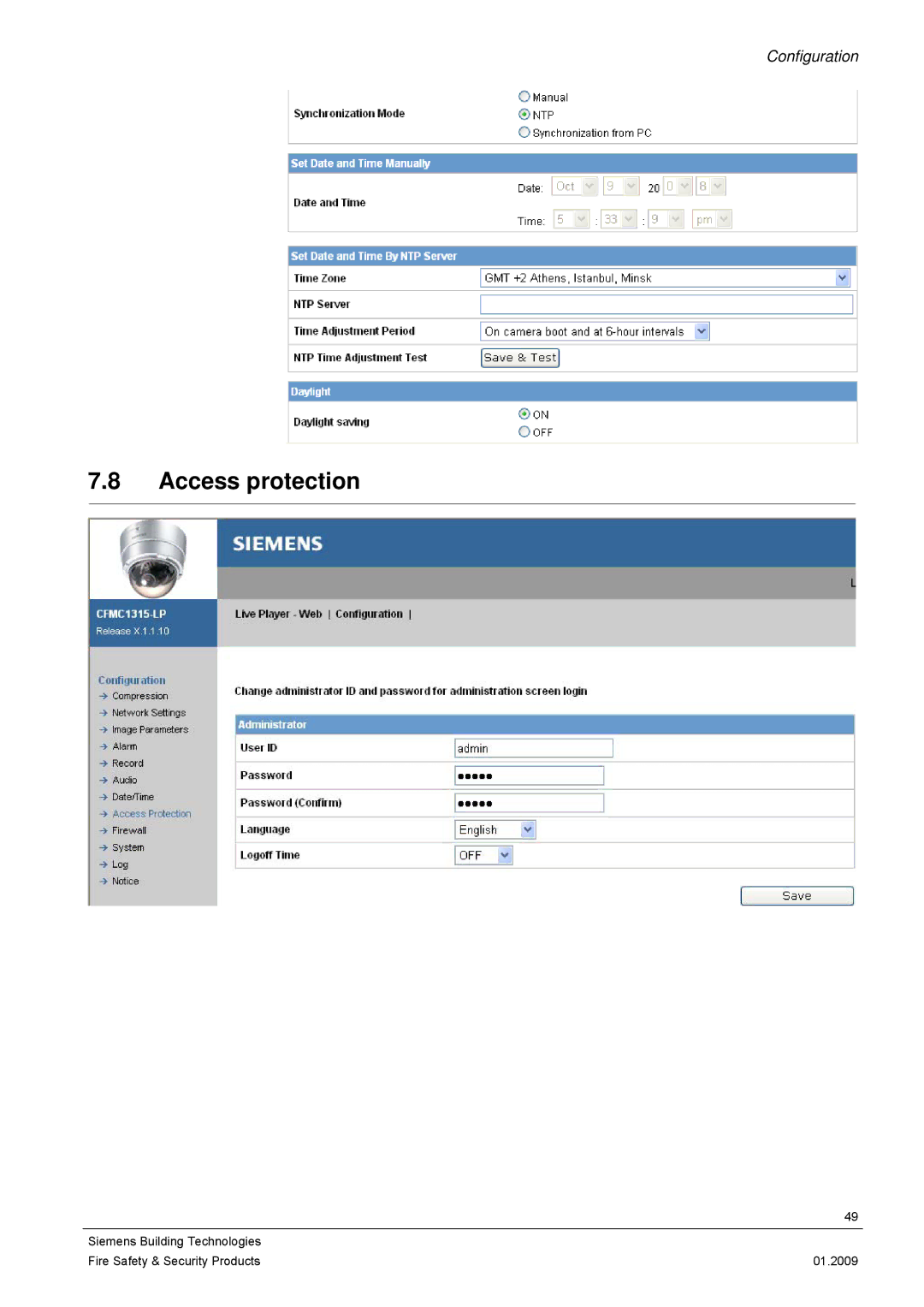 Siemens CFMC1315-LP configurationmanual Access protection 