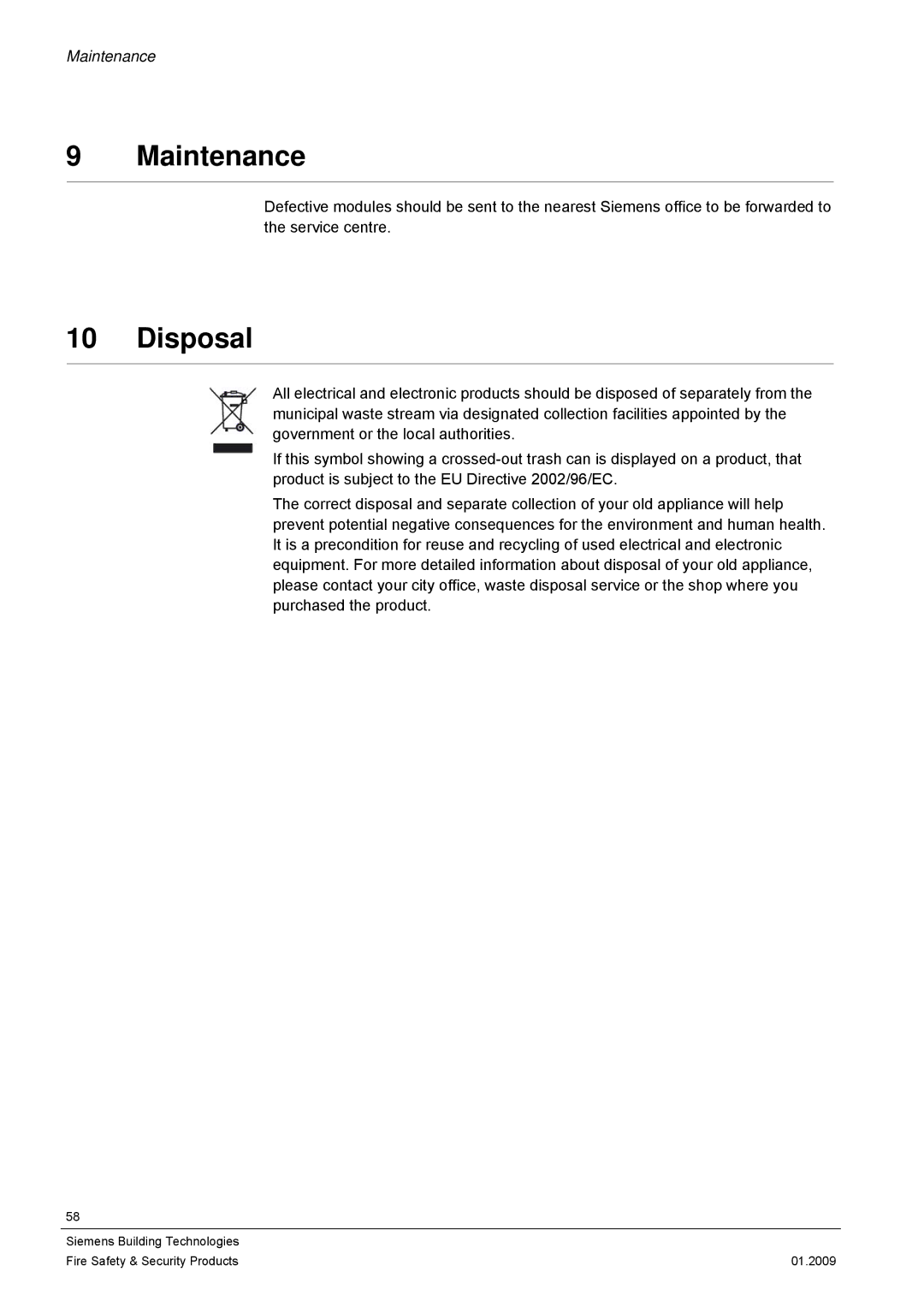 Siemens CFMC1315-LP configurationmanual Maintenance, Disposal 