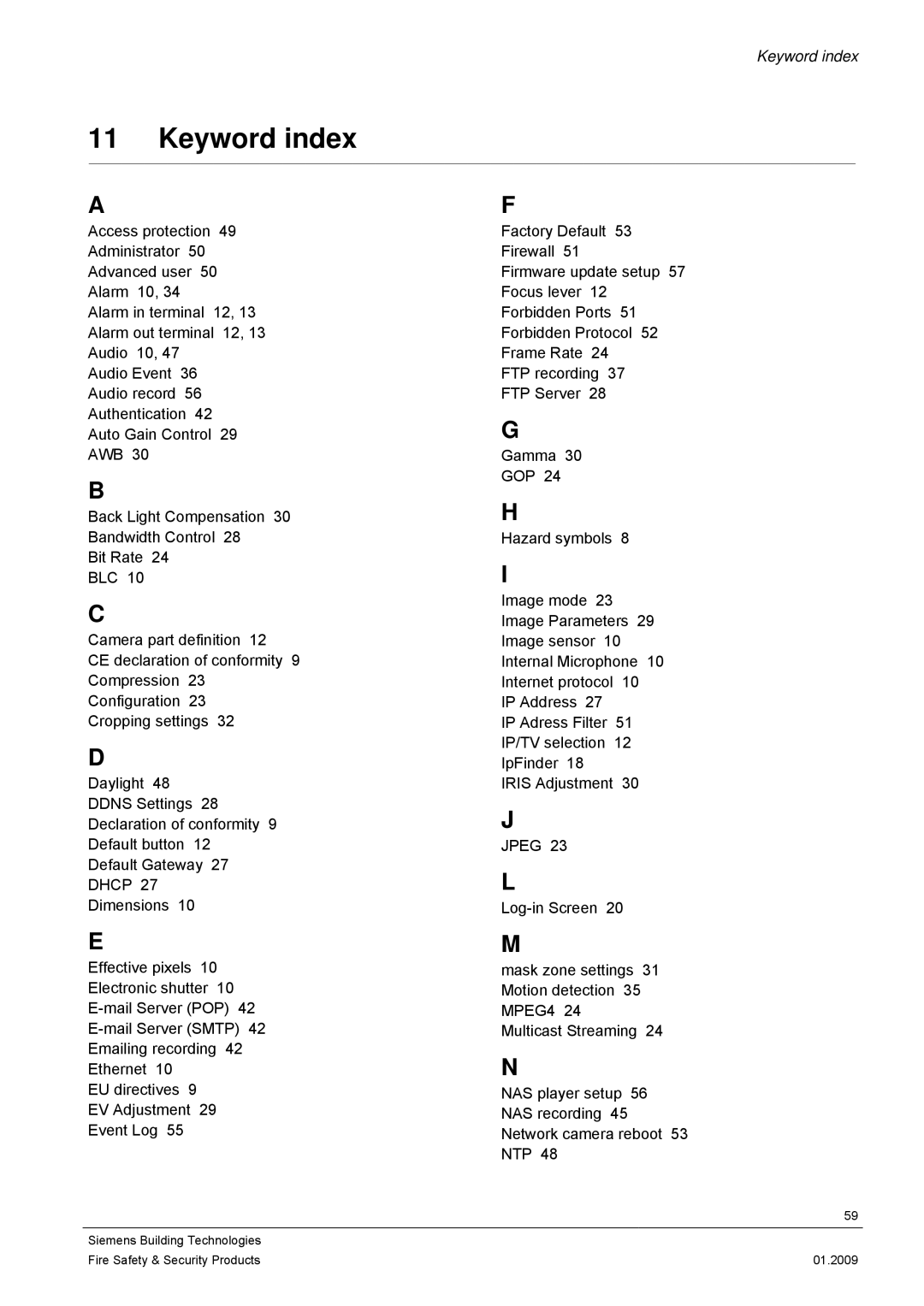 Siemens CFMC1315-LP configurationmanual Keyword index, Jpeg 