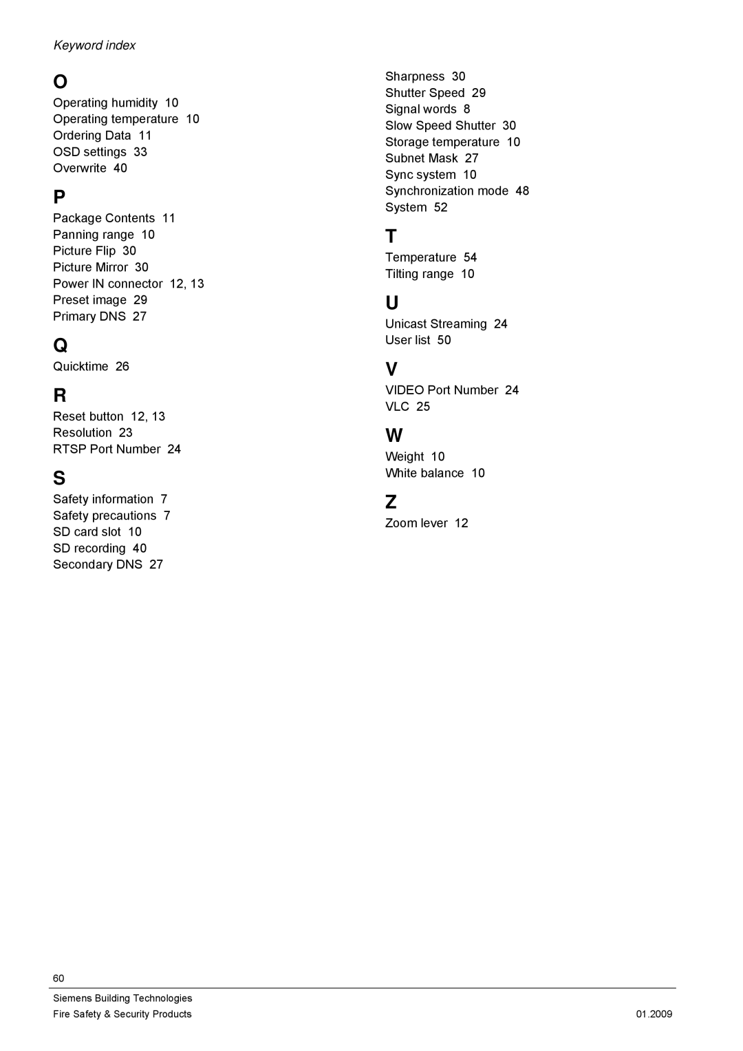 Siemens CFMC1315-LP configurationmanual Keyword index 