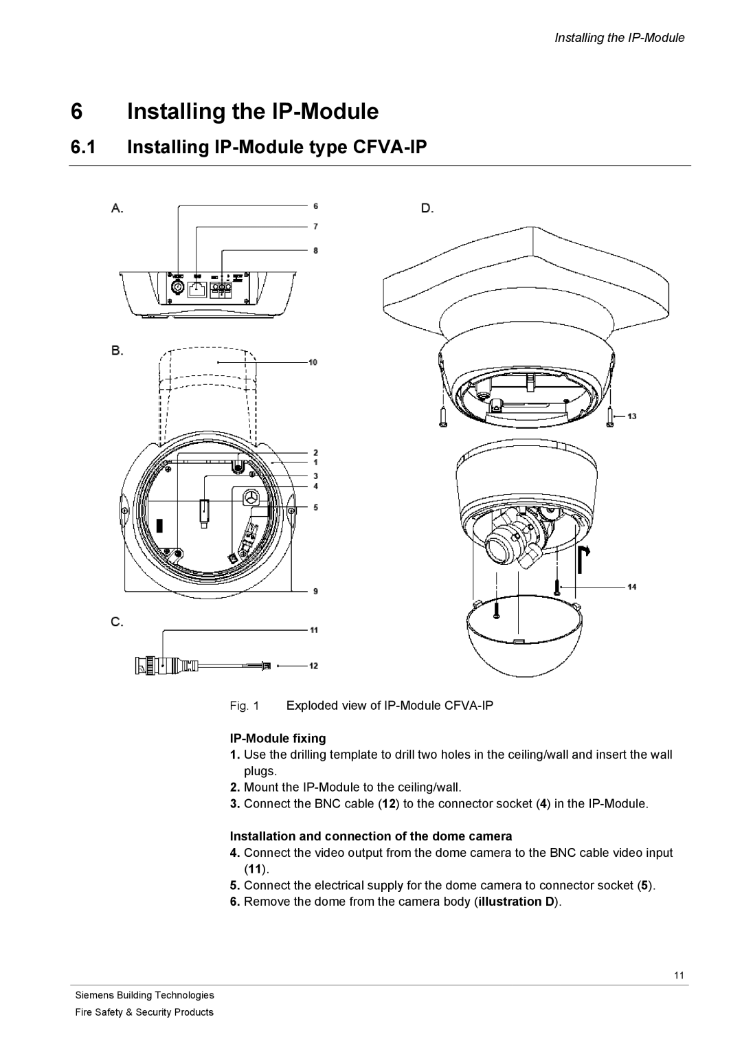 Siemens user manual Installing the IP-Module, Installing IP-Module type CFVA-IP, IP-Module fixing 