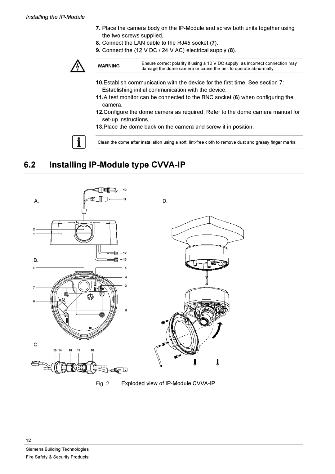 Siemens CFVA-IP user manual Installing IP-Module type CVVA-IP, Exploded view of IP-Module CVVA-IP 