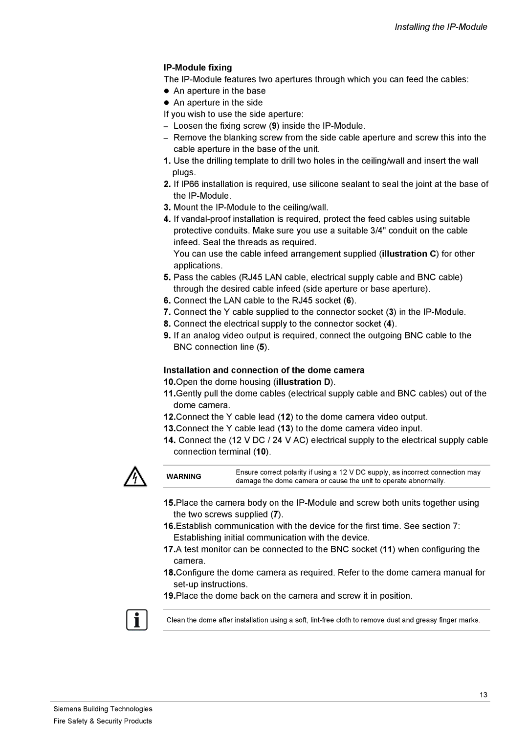 Siemens CFVA-IP user manual IP-Module fixing 