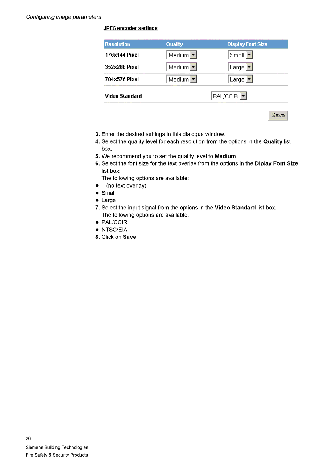 Siemens CFVA-IP user manual Pal/Ccir Ntsc/Eia 