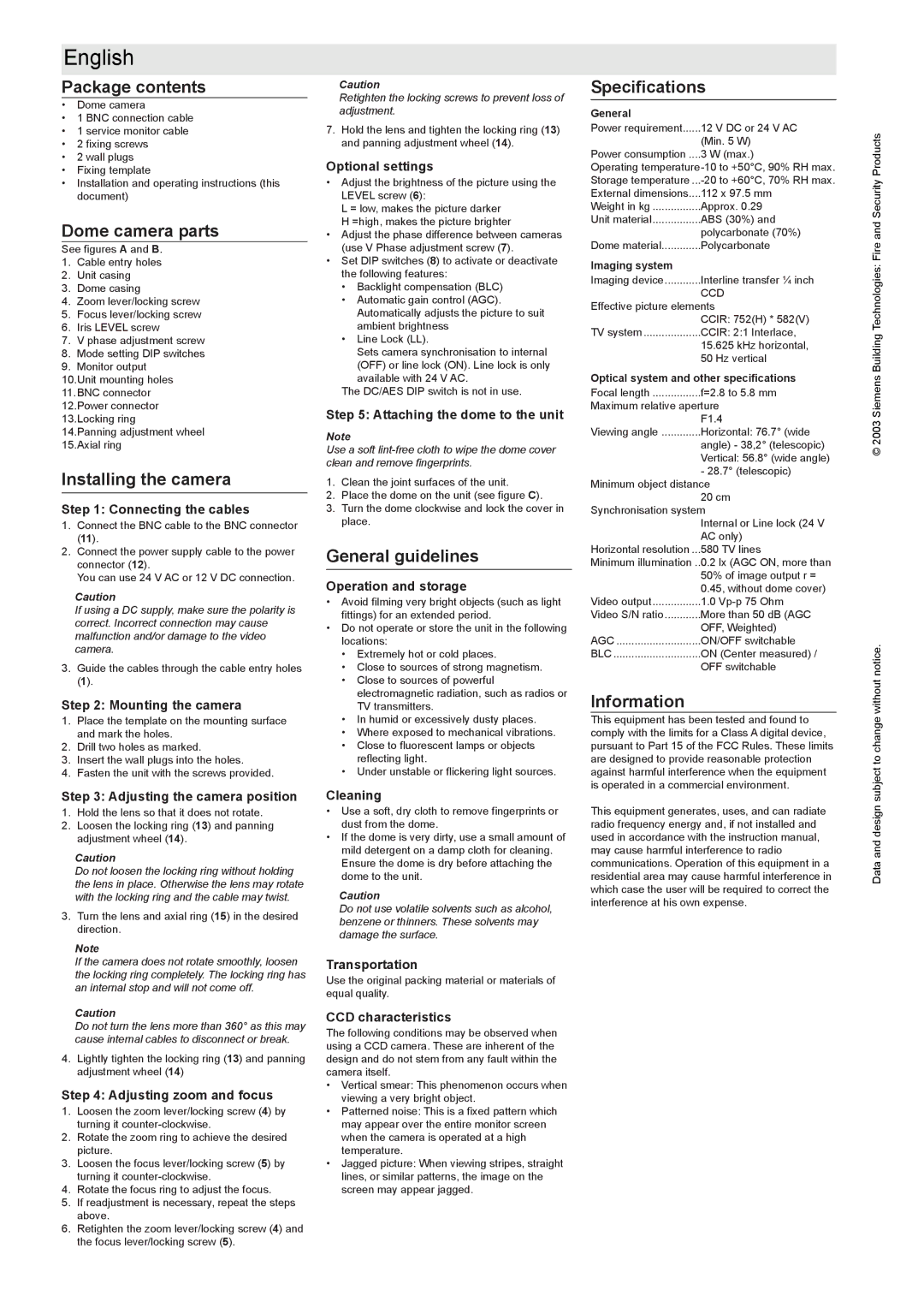 Siemens CFVS1415-LP, 2GF1184-8AJ instruction manual Ccir 752H 