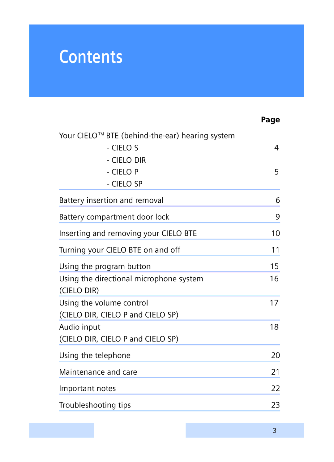 Siemens CIELO manual Contents 