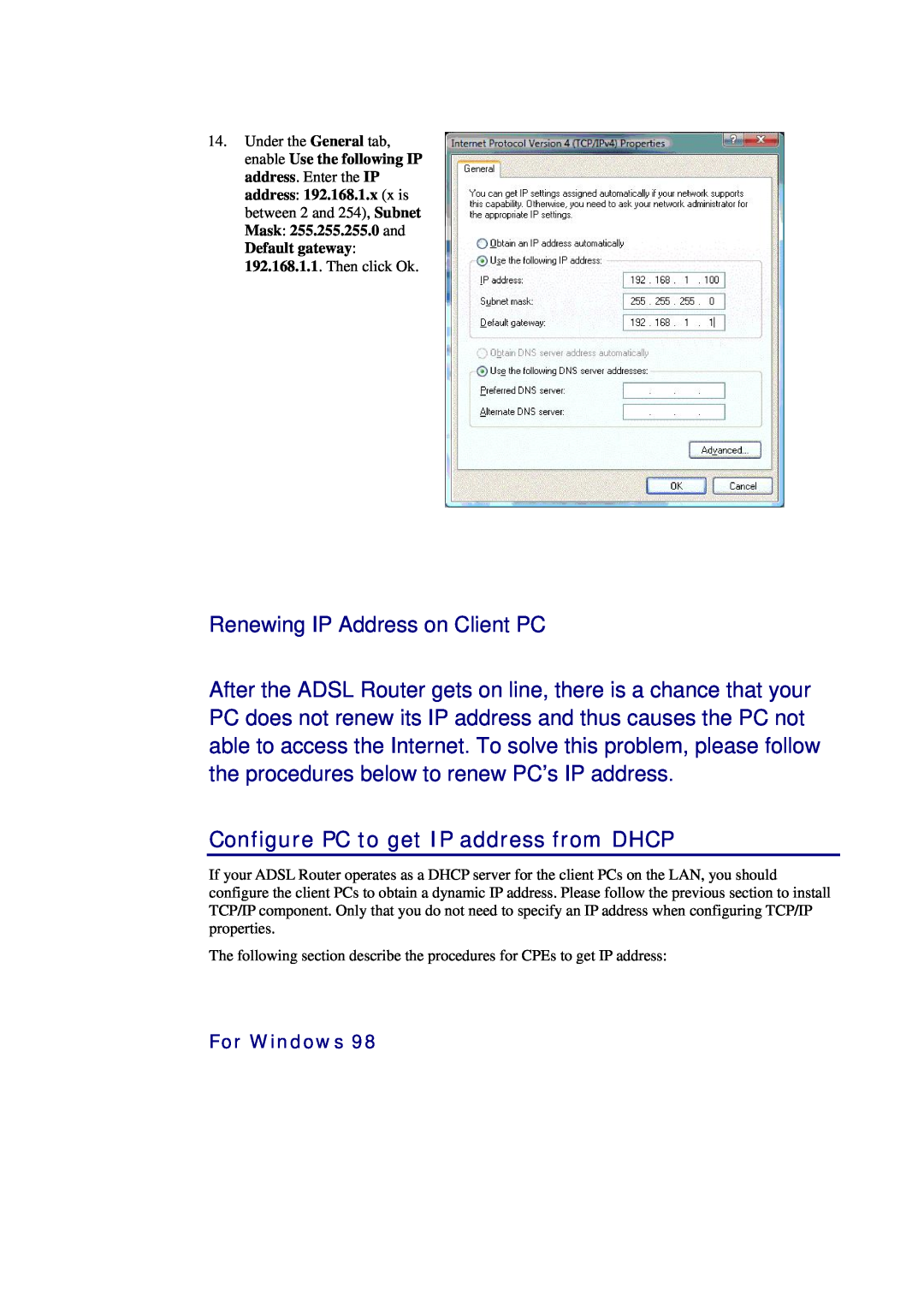 Siemens CL-010-I manual Configure PC to get IP address from DHCP 