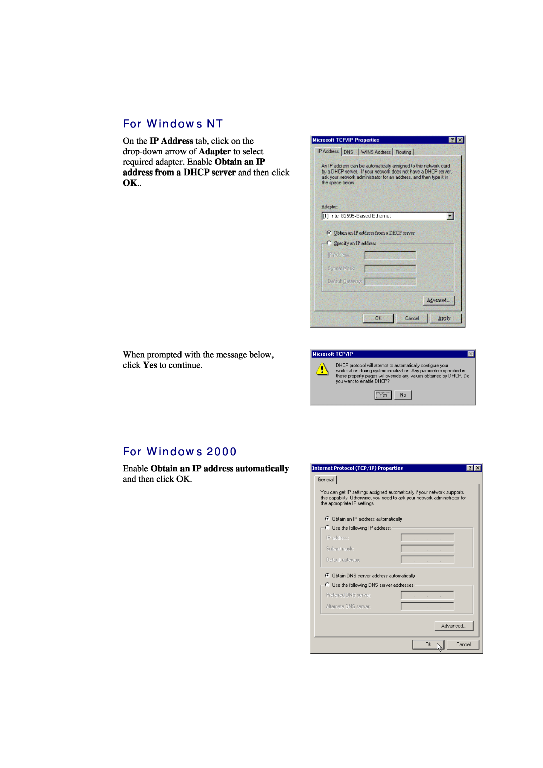 Siemens CL-010-I manual For Windows NT, When prompted with the message below, click Yes to continue 