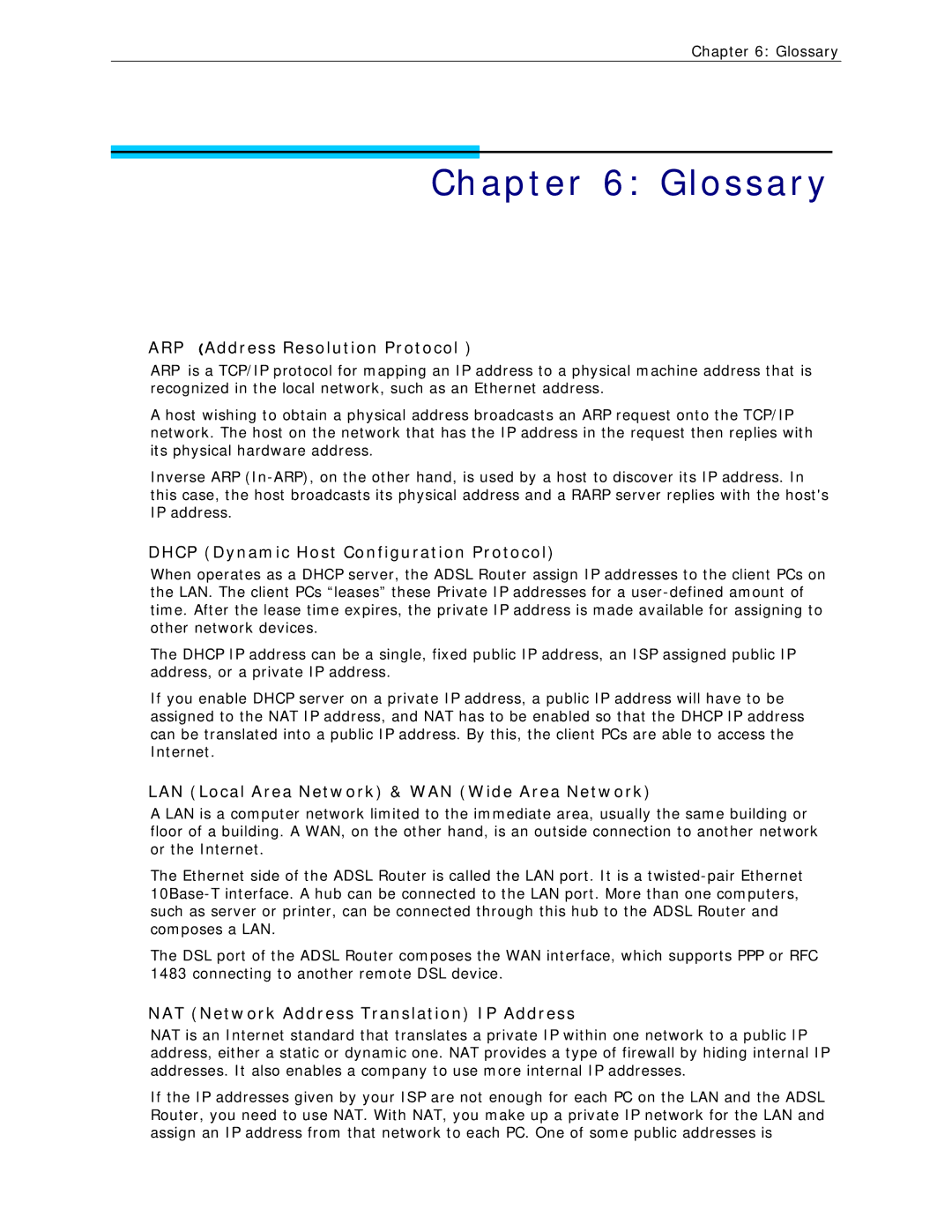 Siemens CL-110 user manual Glossary, ARP Address Resolution Protocol 