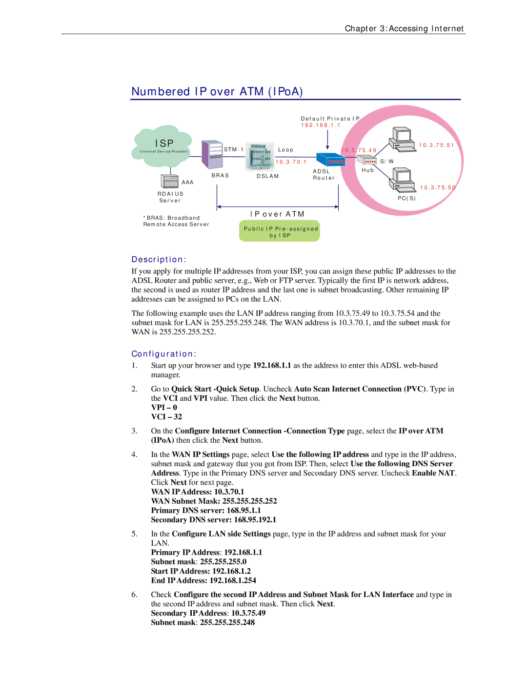 Siemens CL-110 user manual Numbered IP over ATM IPoA 