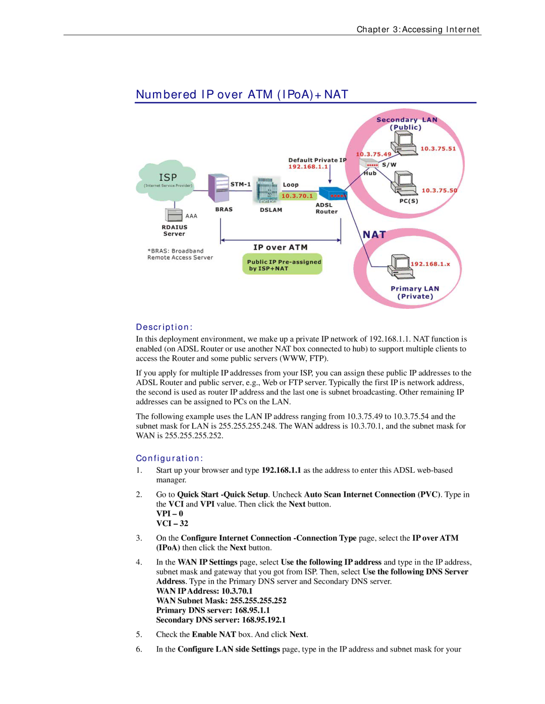 Siemens CL-110 user manual Numbered IP over ATM IPoA+NAT 