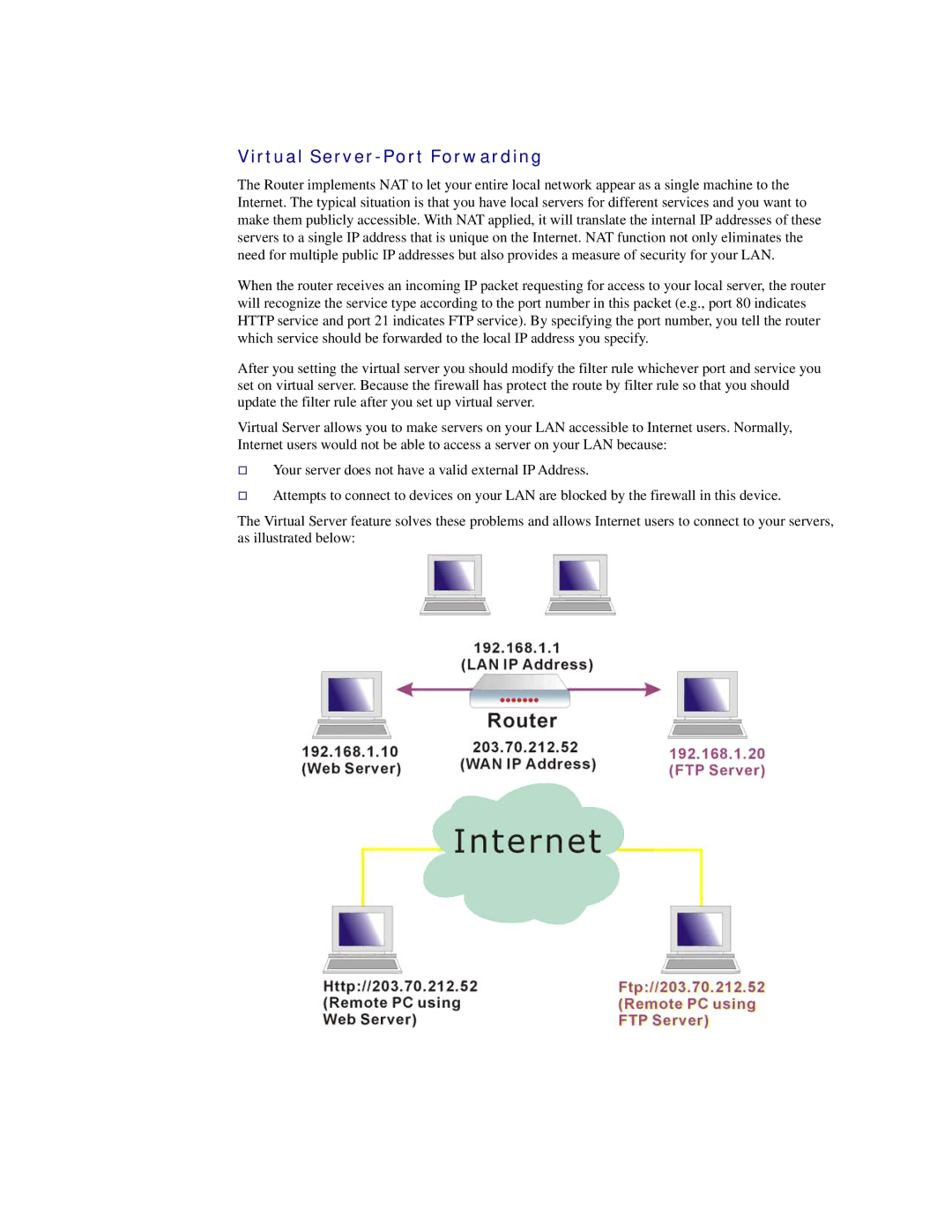 Siemens CL-110 user manual Virtual Server-Port Forwarding 