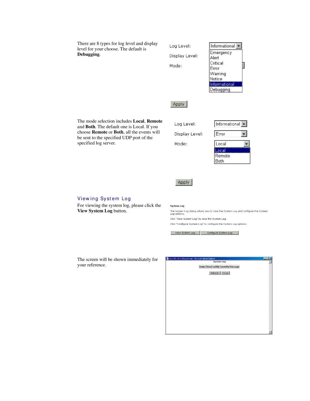 Siemens CL-110 user manual Viewing System Log 