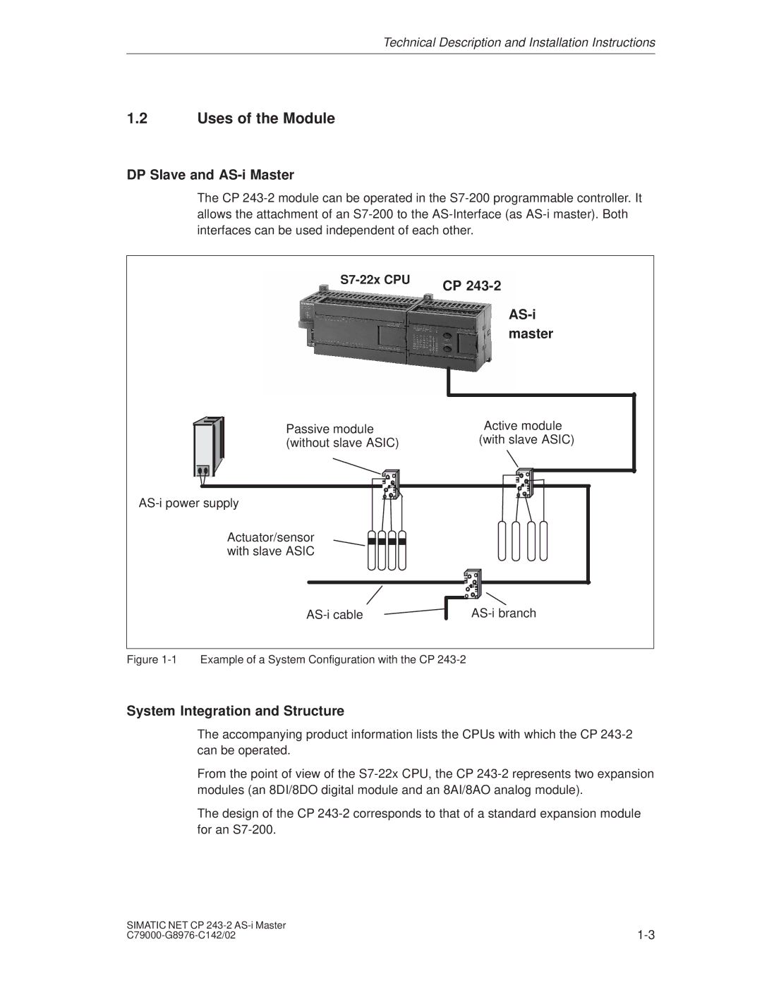 Siemens CP 243-2 installation instructions Uses of the Module, DP Slave and AS-i Master, System Integration and Structure 