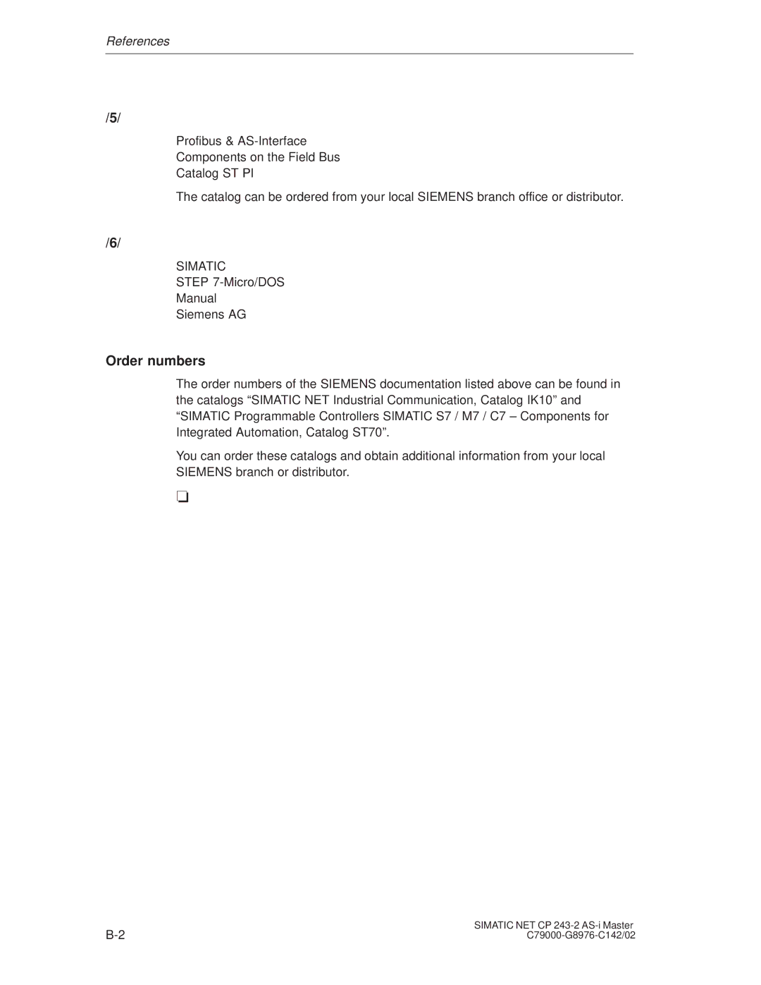 Siemens CP 243-2 installation instructions Order numbers, References 