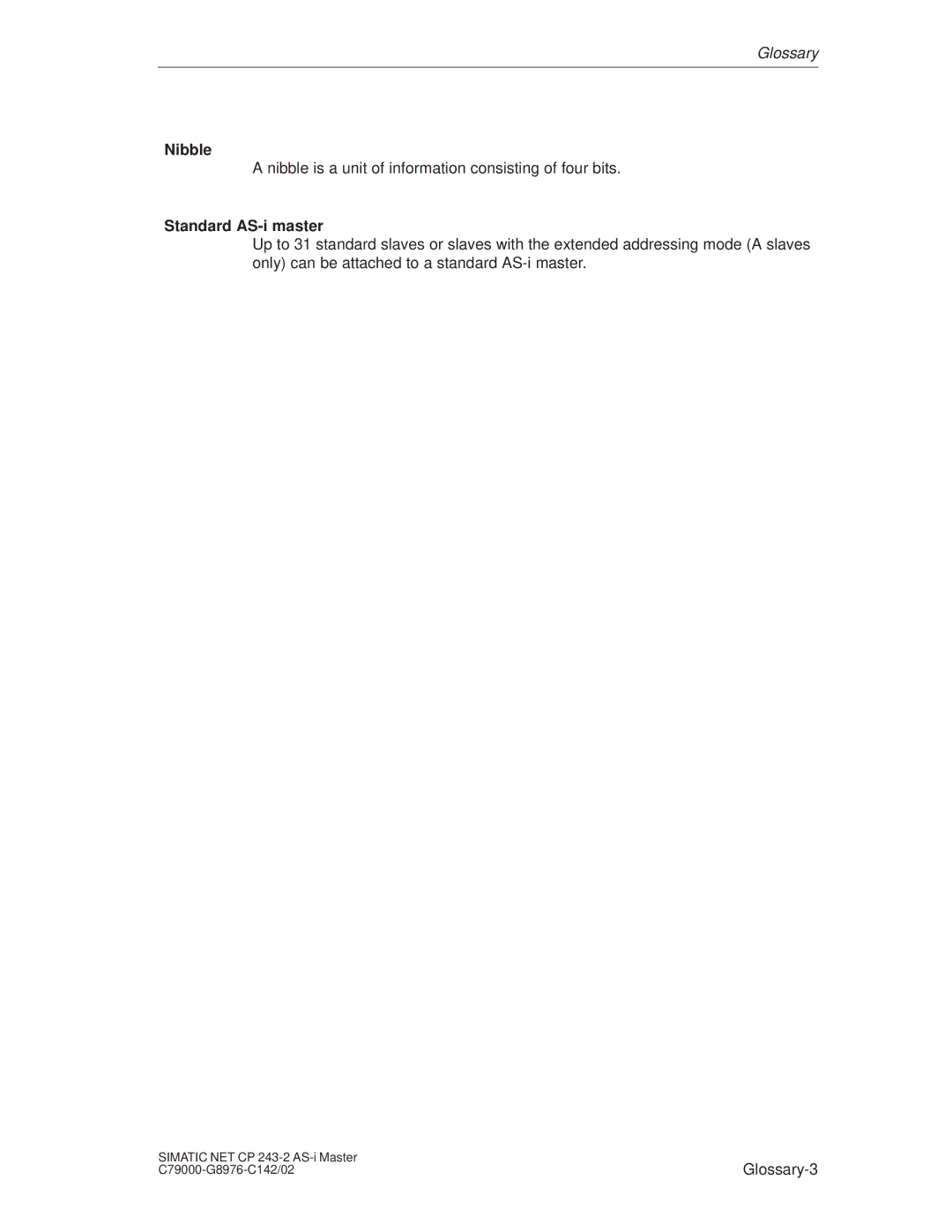 Siemens CP 243-2 installation instructions Nibble, Standard AS-i master 