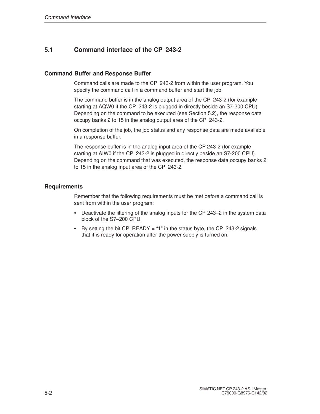 Siemens CP 243-2 installation instructions Command interface of the CP, Command Buffer and Response Buffer 