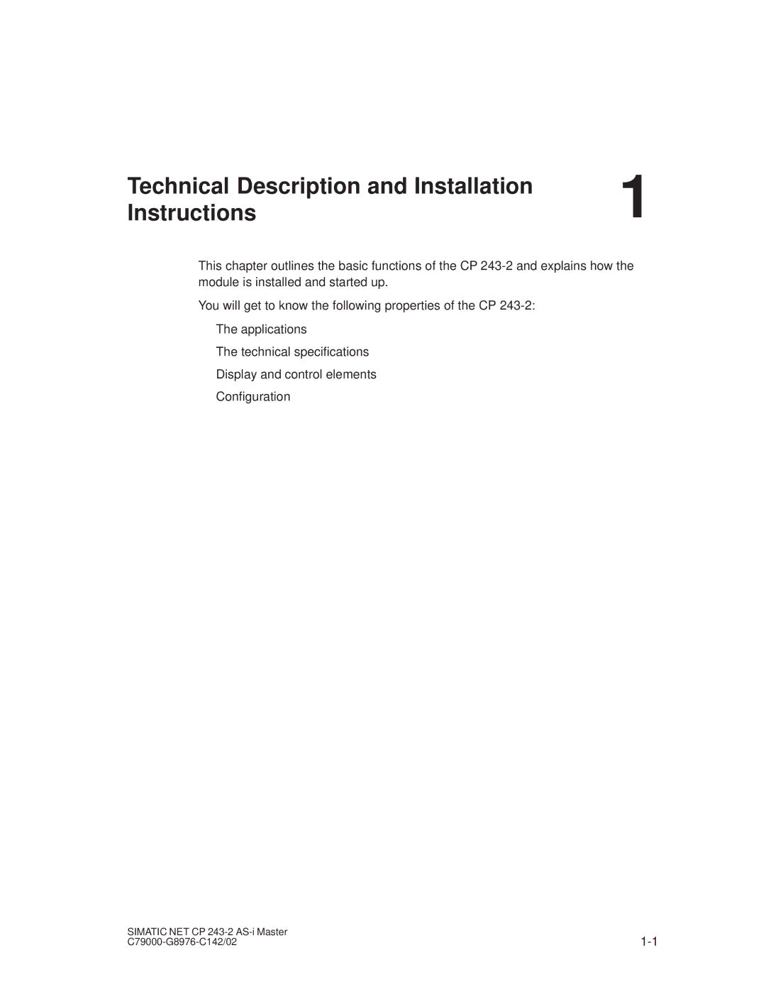 Siemens CP 243-2 installation instructions Technical Description and Installation Instructions 