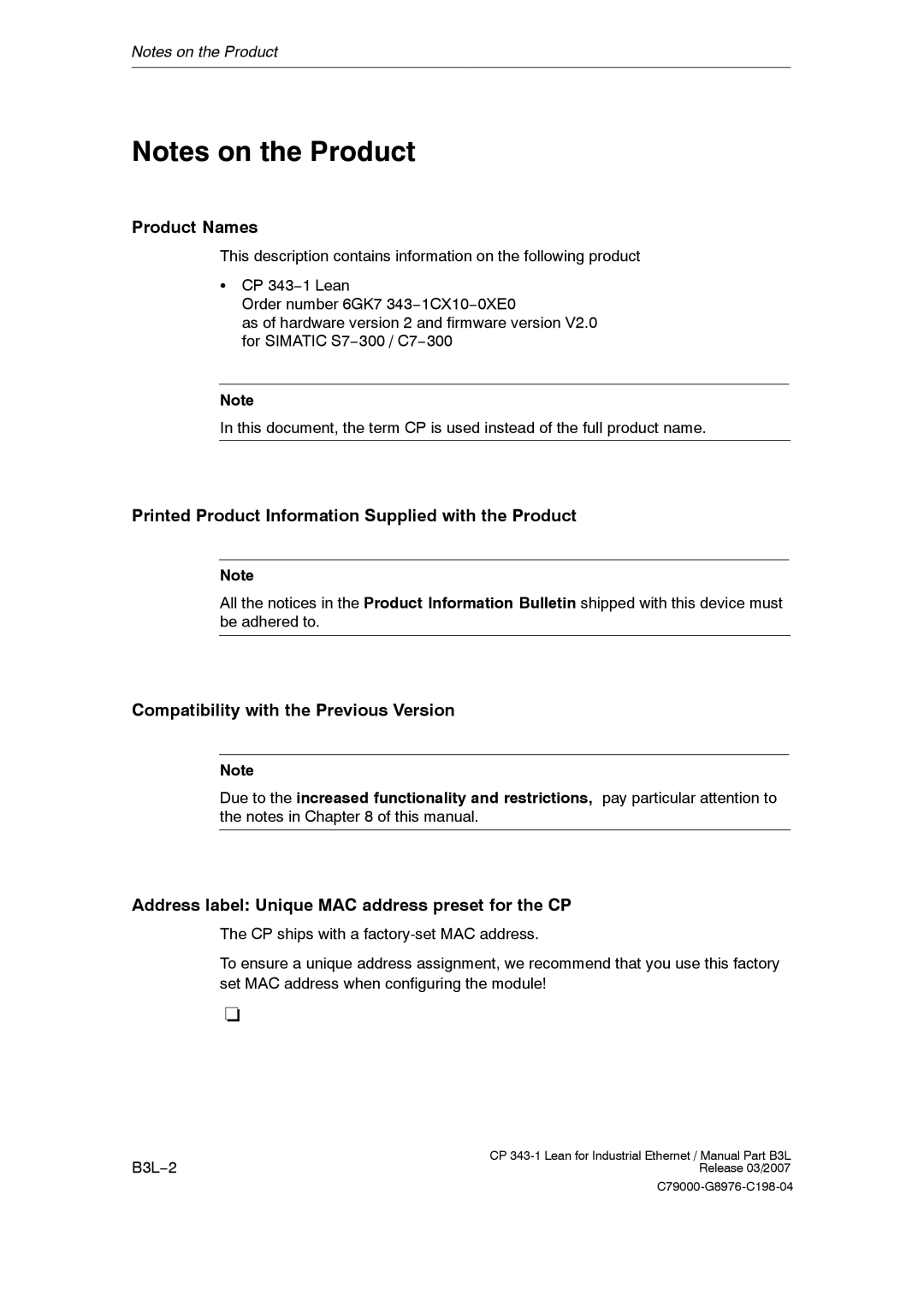 Siemens CP 343-1 manual Product Names, Printed Product Information Supplied with the Product 