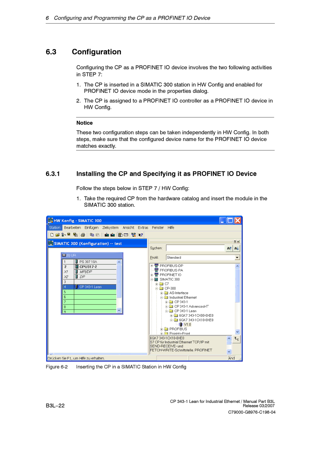 Siemens CP 343-1 manual Configuration, Installing the CP and Specifying it as Profinet IO Device 