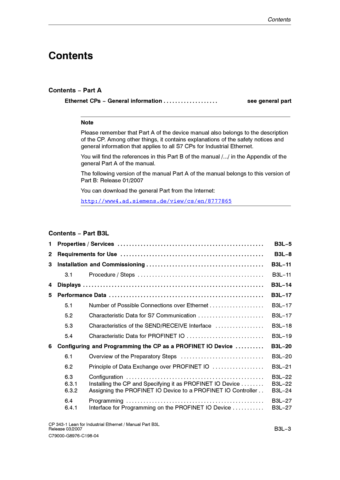 Siemens CP 343-1 manual Contents 