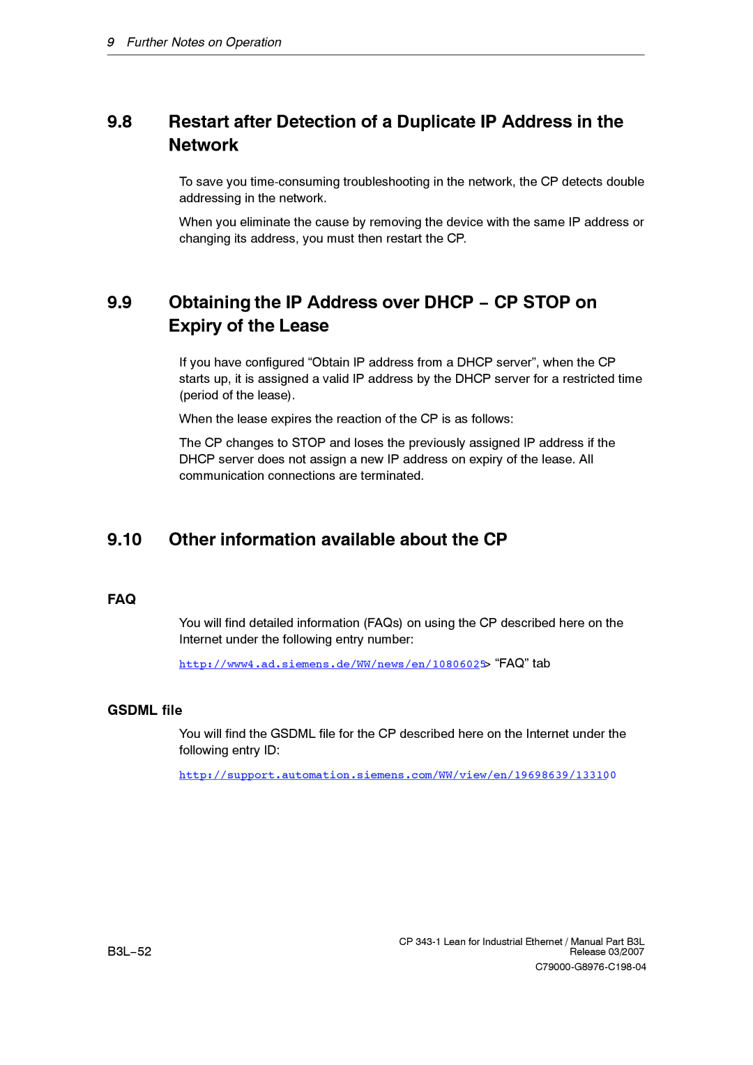 Siemens CP 343-1 manual Other information available about the CP, Gsdml file 