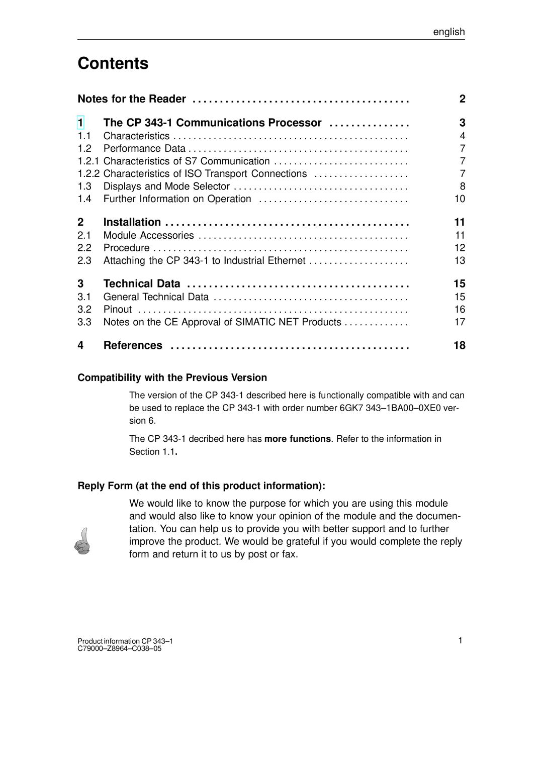 Siemens CP 343-1 manual Contents 