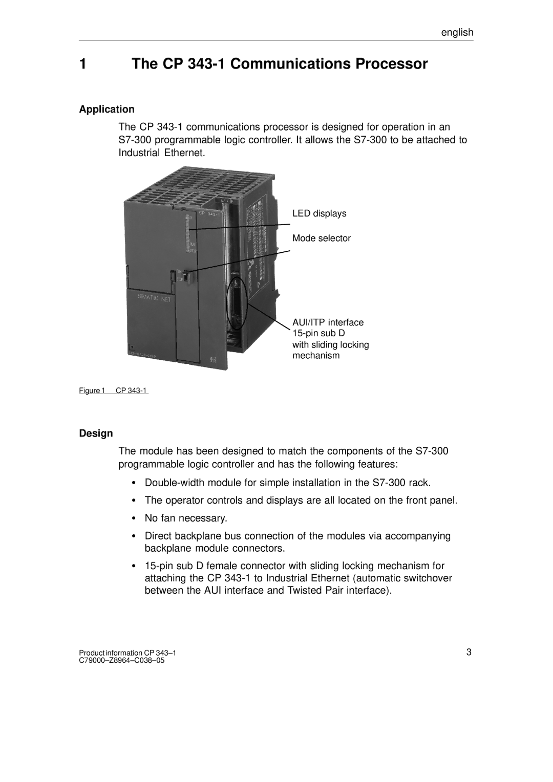 Siemens CP 343-1 manual Application, Design 