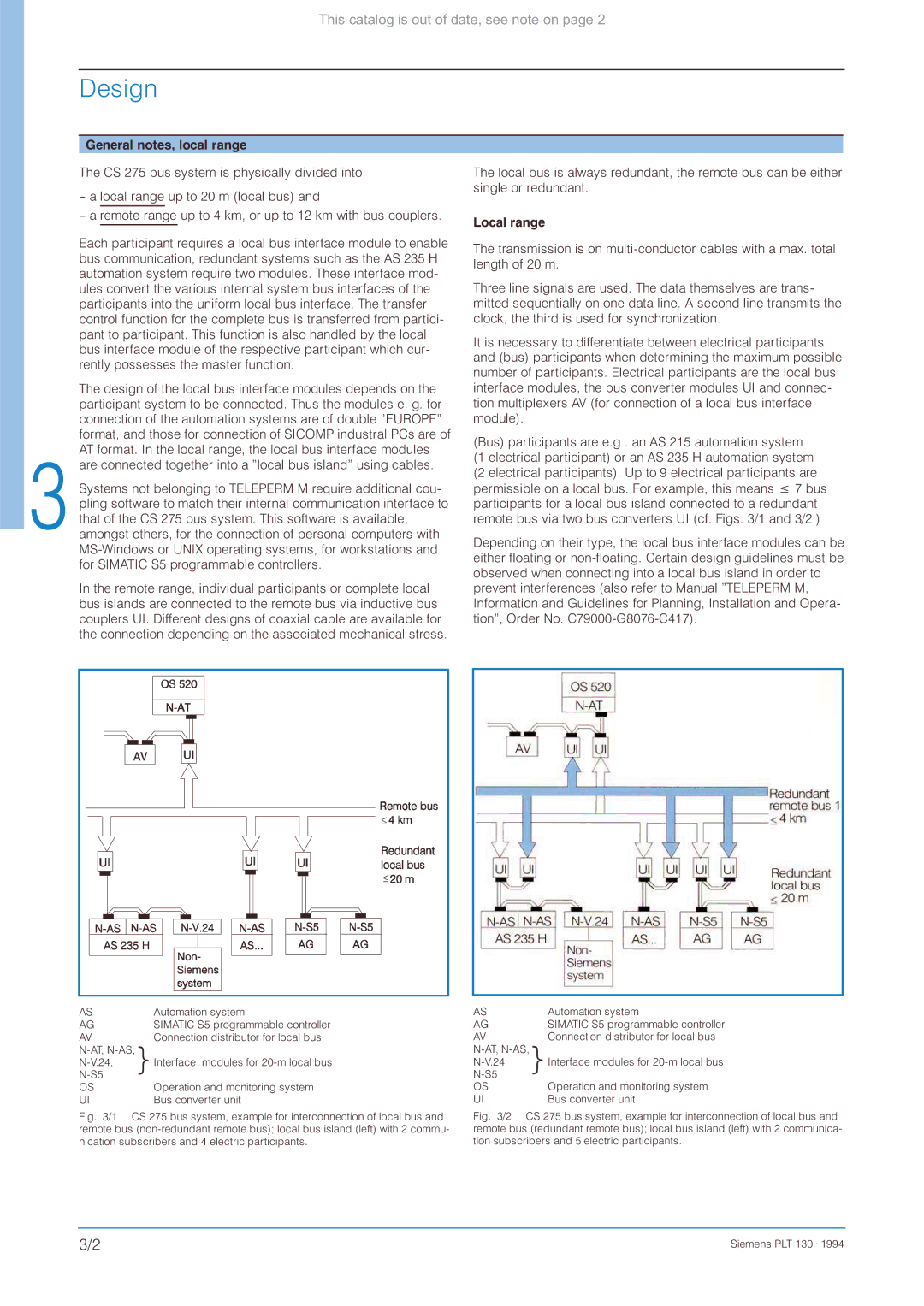 Siemens CS 275 manual Design, General notes, local range, Local range 